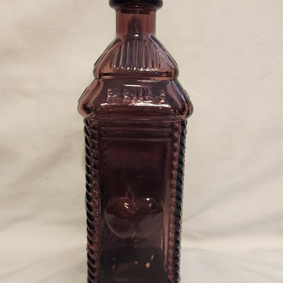 Vintage 60's Berring's Apple Bitters Square deep Amethyst Glass Bottle PA USA - Picture 3 of 10